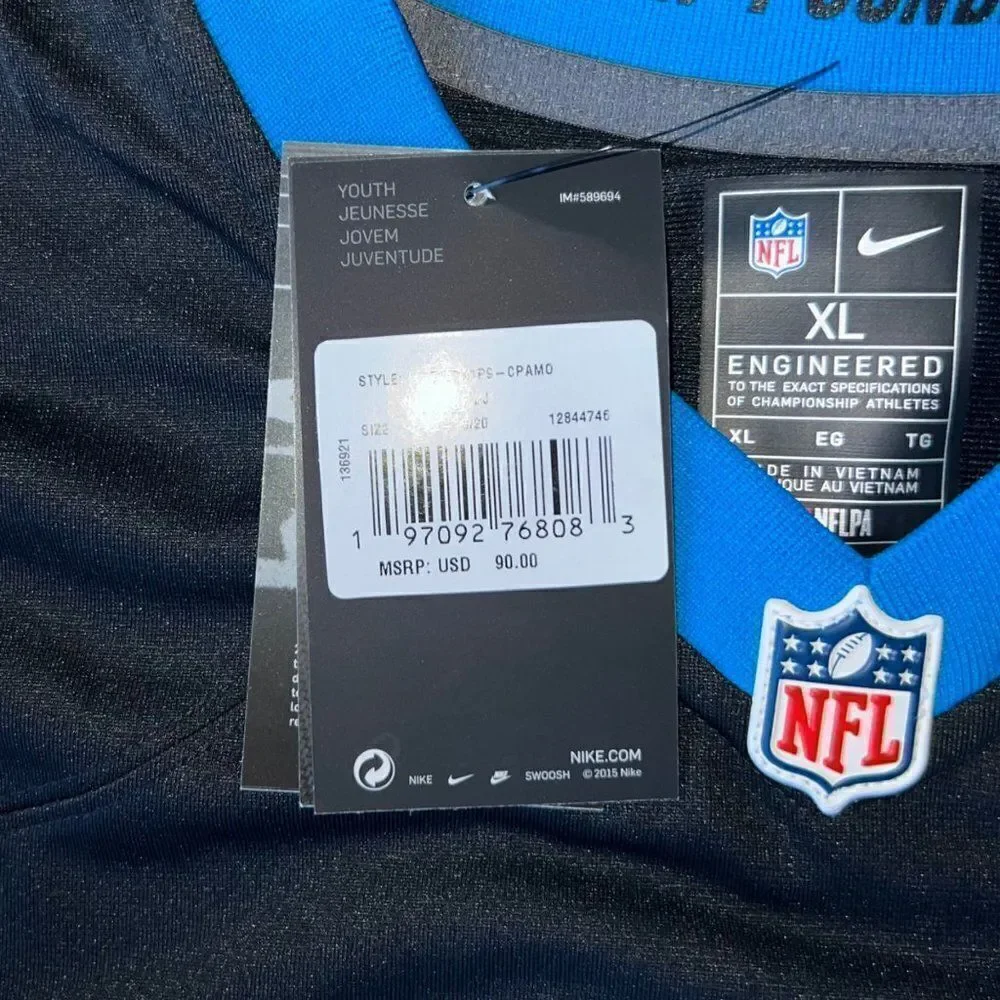 Nike On‎ Field Carolina Panthers #2 DJ Moore Football Jersey Youth XL